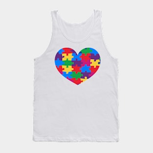 Puzzle Heart Autism Awareness Gift for Birthday, Mother's Day, Thanksgiving, Christmas Tank Top